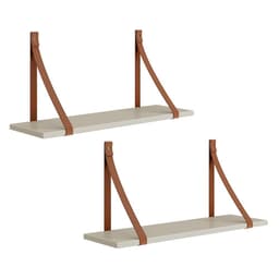 Kit 2 Prateleiras Luna 66,6cm Areia Fosco com Alças de Couro - Reller Móveis