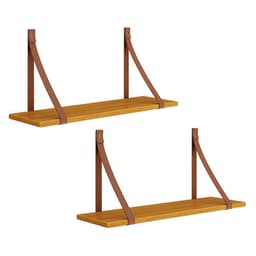 Kit 2 Prateleiras Luna 66,6cm Savana Fosco com Alças de Couro - Reller Móveis