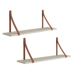 Kit 2 Prateleiras Luna 89,6cm Areia Fosco com Alças de Couro - Reller Móveis