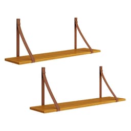 Kit 2 Prateleiras Luna 89,6cm Savana Fosco com Alças de Couro - Reller Móveis