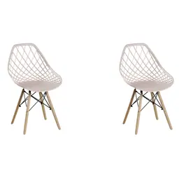 Conjunto com 2 Cadeiras Base Madeira Cloe Nude