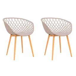 Conjunto com 2 Cadeiras de Jantar Clarice Bege