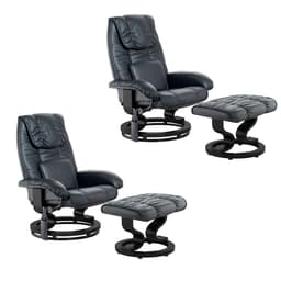 Conjunto com 2 Poltronas de Massagem com Puff Louisiana Preto