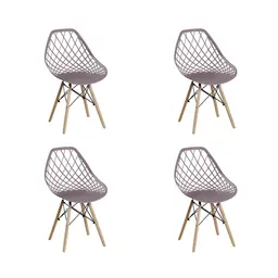 Conjunto com 4 Cadeiras Base Madeira Cloe Camurça