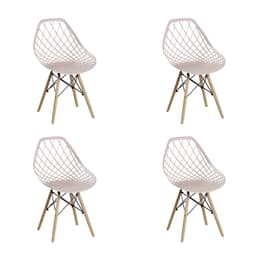 Conjunto com 4 Cadeiras Base Madeira Cloe Nude