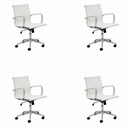 Conjunto com 4 Cadeiras de Escritório Sevilha II Branco
