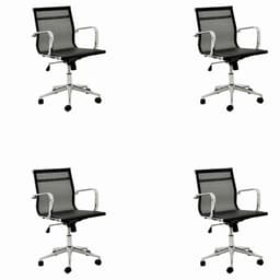 Conjunto com 4 Cadeiras de Escritório Sevilha II Preto