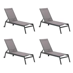 Conjunto com 4 Espreguiçadeiras Itagua Grafite