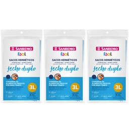 30 Sacos Herméticos Zip Lock 3L Sacos Plásticos Transparentes Para Alimentos Sanremo