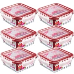 Conjunto 6 Potes De Vidro Quadrados Com Tampas Herméticas 330ml Sanremo