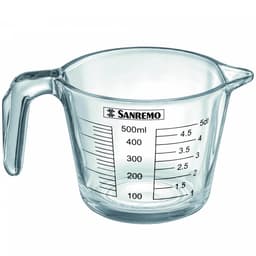 Jarra Medidor Vidro Graduada Copo Receitas Contador Com Bico 500ml Sanremo