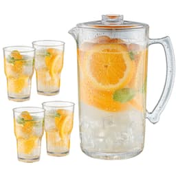 Jogo Jarra de Acrílico 2L e 4 Copos para Bebidas Água Suco Transparente Sanremo