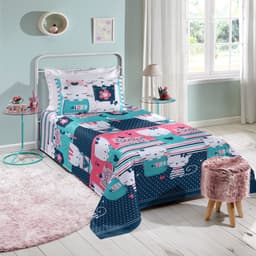 Colcha Piquet Infantil Solteiro 100% Algodão Katty Rosa 1 Peça - Santista Infantil