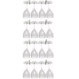 4 Suportes Para Taças 25cm Cromado Decoração Adega Bar Vinho
