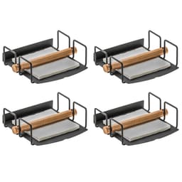 Kit 4 Suportes Porta Guardanapos de Mesa Quadrados Grafite Com Contrapesos de Madeira