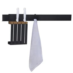 Kit Suportes Organizadores Barra 60cm Porta Facas e Gancho Multiuso De Cozinha Grafite