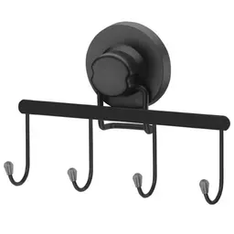 Suporte Multiuso 4 Ganchos Cabideiro Preto com Ventosa Pared