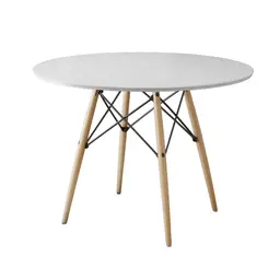 Mesa de Jantar Redonda Eiffel Wood Branco 110 cm