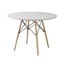 Mesa de Jantar Redonda Eiffel Wood Branco 90 cm