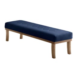 Banco 2 Lugares Theo Veludo Azul e Mel 140 cm