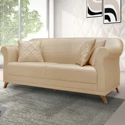 Sofá 3 Lugares Abruzzo Linho Dourado 180 cm