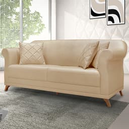 Sofá 3 Lugares Abruzzo Linho Dourado 220 cm
