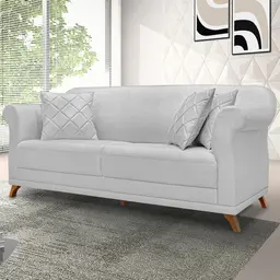 Sofá 3 Lugares Abruzzo Linho Rústico Grigio 180 cm