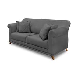 Sofá 3 Lugares Abruzzo Suede Cinza 200 cm