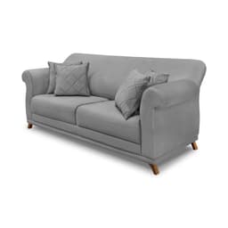Sofá 3 Lugares Abruzzo Veludo Cinza 180 cm