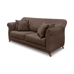 Sofá 3 Lugares Abruzzo Veludo Marrom 180 cm