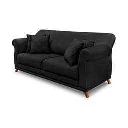 Sofá 3 Lugares Abruzzo Veludo Preto 180 cm