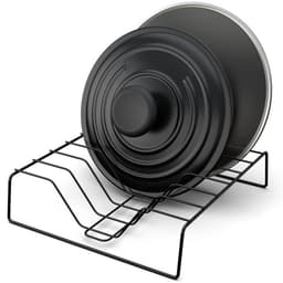 Porta 6 Tampas Panela Suporte Para Guardar Tampas De Panelas Preto