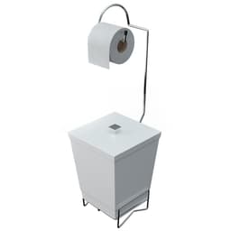 Suporte Para Papel Higiênico Com Lixeira De Chão Banheiro Branco