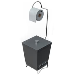Suporte Para Papel Higiênico Com Lixeira De Chão Banheiro Cinza