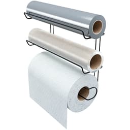 Suporte Rolos Porta Papel Toalha Alumínio PVC Plástico Filme de Parede Preto Stolf