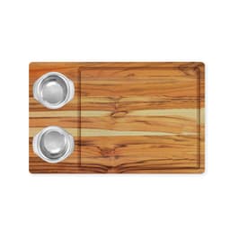 Tábua de Madeira Teca para Churrasco com 2 Potes Inox - Stolf