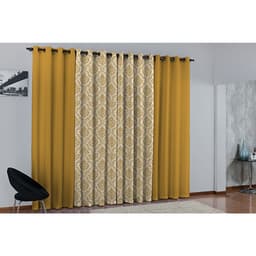 Cortina de Janela para varão Larissa Prime Ouro 1 peça Textil Lar