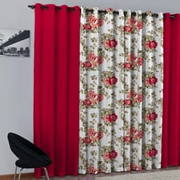 Cortina de Janela para varão Larissa Prime Vermelho 1 peça Textil Lar