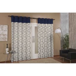 Cortina de Parede para Varão Anna Prime Azul Náutico Têxtil Lar