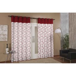 Cortina de Parede para Varão Anna Prime Cereja Têxtil Lar