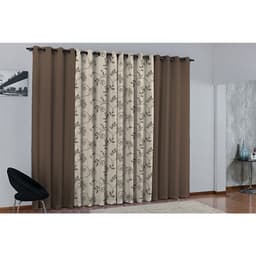 Cortina de Parede para varão Larissa Prime Marrom 1 peça Textil Lar