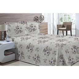 Kit Colcha Piquet Favo Solteiro Top Confort Verde Floral 2 peças Textil Lar