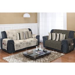 Kit Protetor de Sofá Dupla Face Grafite Estampado 2 e 3 lugares Decore 2 peças Textil Lar