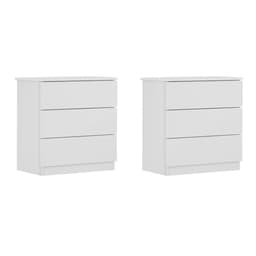 Conjunto com 2 Mesas de Cabeceira Veronna 6 Gavetas Neve