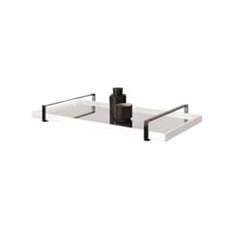 Bandeja Espelhada MDF Laqueado Branco com Alça em Metal Cromado