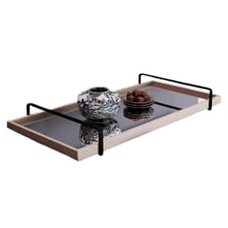 Bandeja Espelhada MDF Laqueado Off White com Alça em Metal Preto