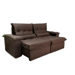 Sofá Retrátil Reclinável Imperial Molas Ensacadas Veludo Marrom 2,50M