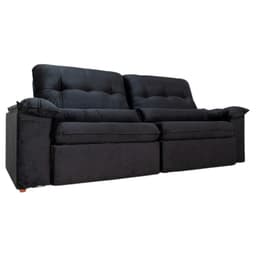 Sofá Retrátil Reclinável Imperial Molas Ensacadas Veludo Preto 2,50M