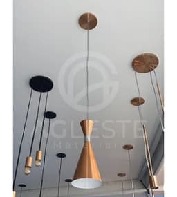 Pendente Época Cobre/Branco  Anel Polido - T.Y Iluminação