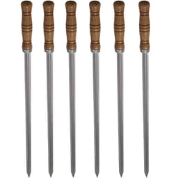 6 Espetos Churrasco 85cm Simples Aço Inox Churrasqueira